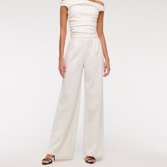 Abercrombie & Fitch Pants - Abercrombie White Off-Shoulder Draped Jumpsuit